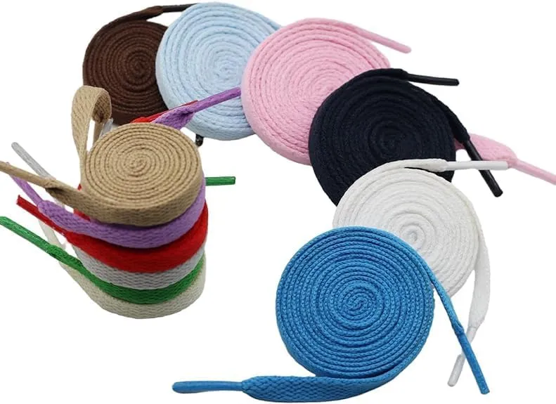 2 Pair White Flat Shoe Laces For Sneakers, 5/16 Wide Shoelaces Athletic Running Shoes Kids Adults