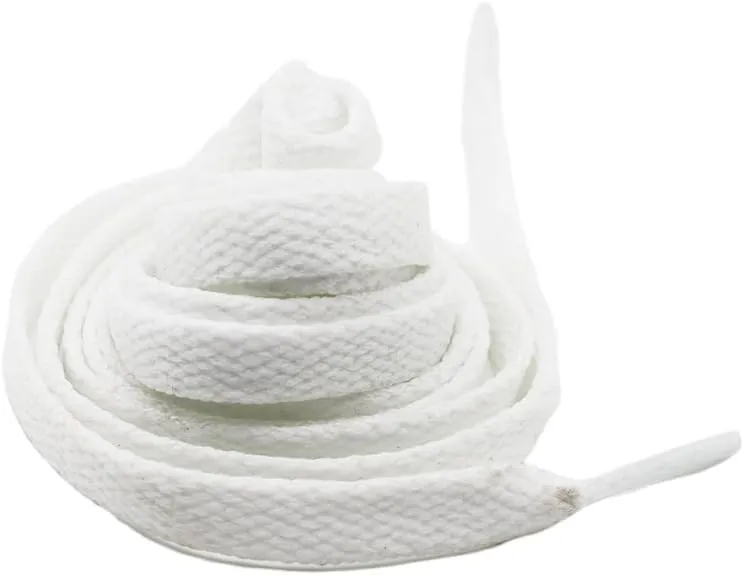 2 Pair White Flat Shoe Laces For Sneakers, 5/16 Wide Shoelaces Athletic Running Shoes Kids Adults