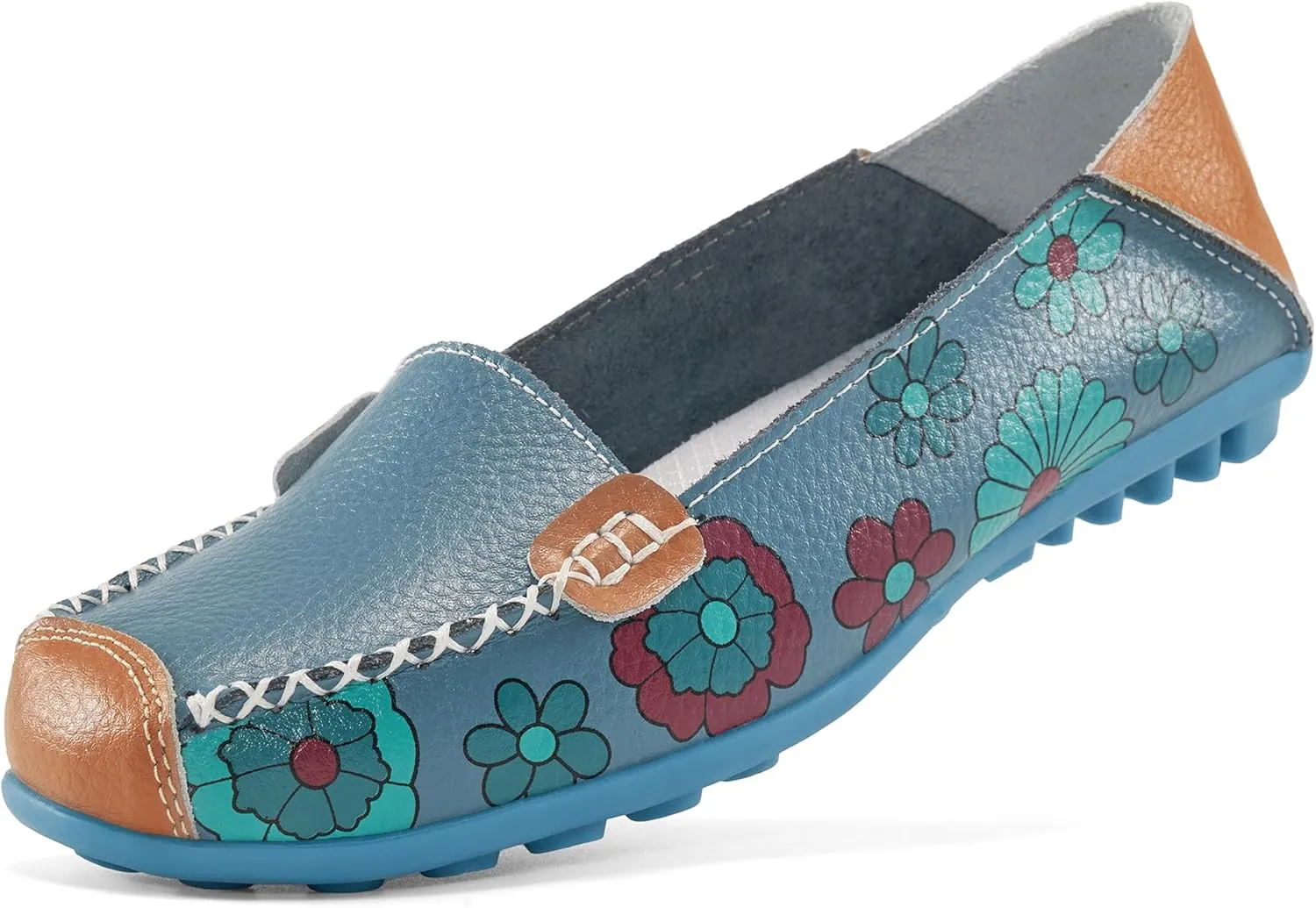 Ablanczoom Womens Loafers Flats Shoes: Women Comfortable Soft Floral Print Dress Loafer Casual Slip on Walking Driving Shoe
