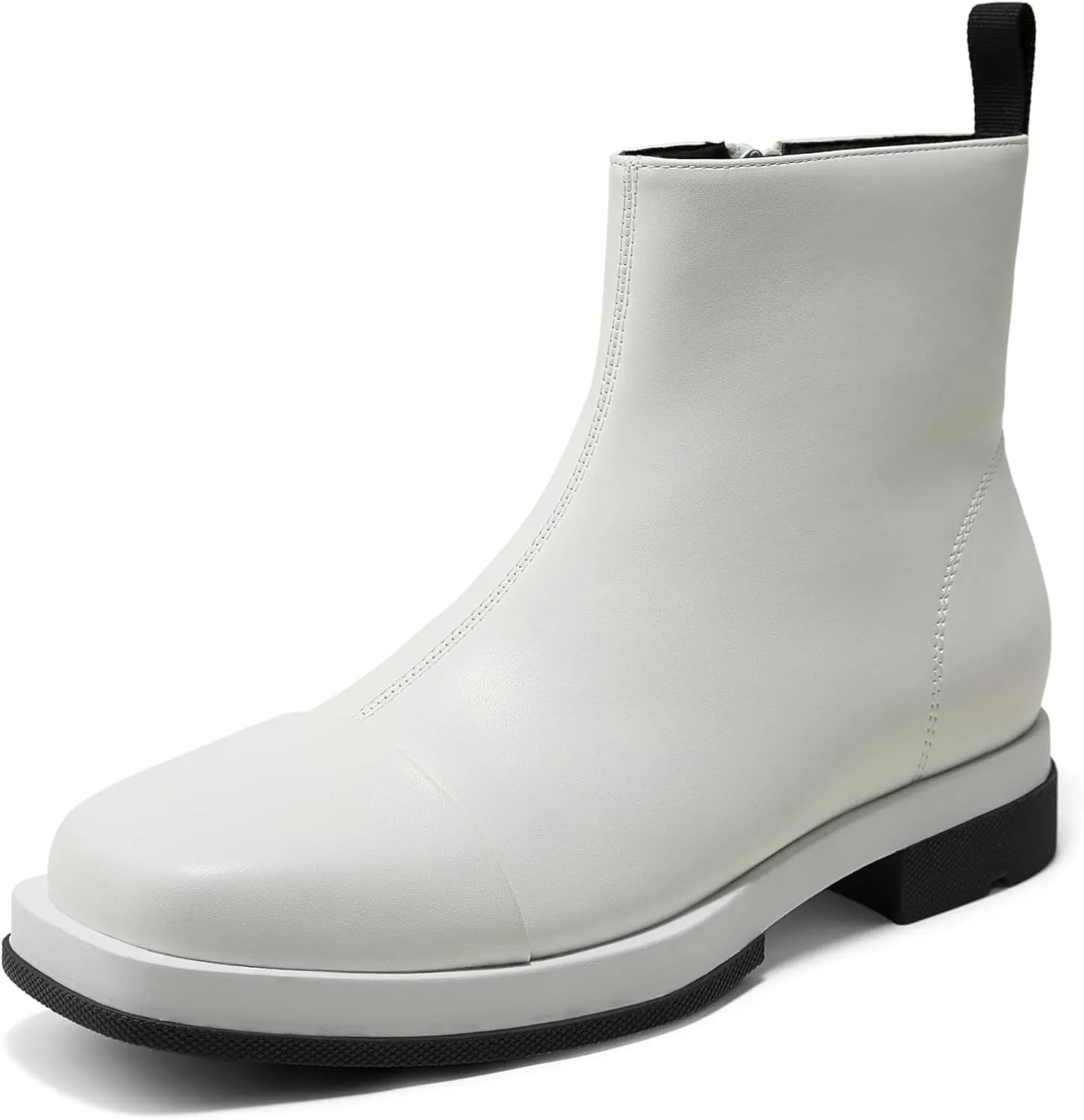Arromic Women's Ankle Boots Square Toe Low Heel Booties Leather Zipper Dress Short Shoes for Women