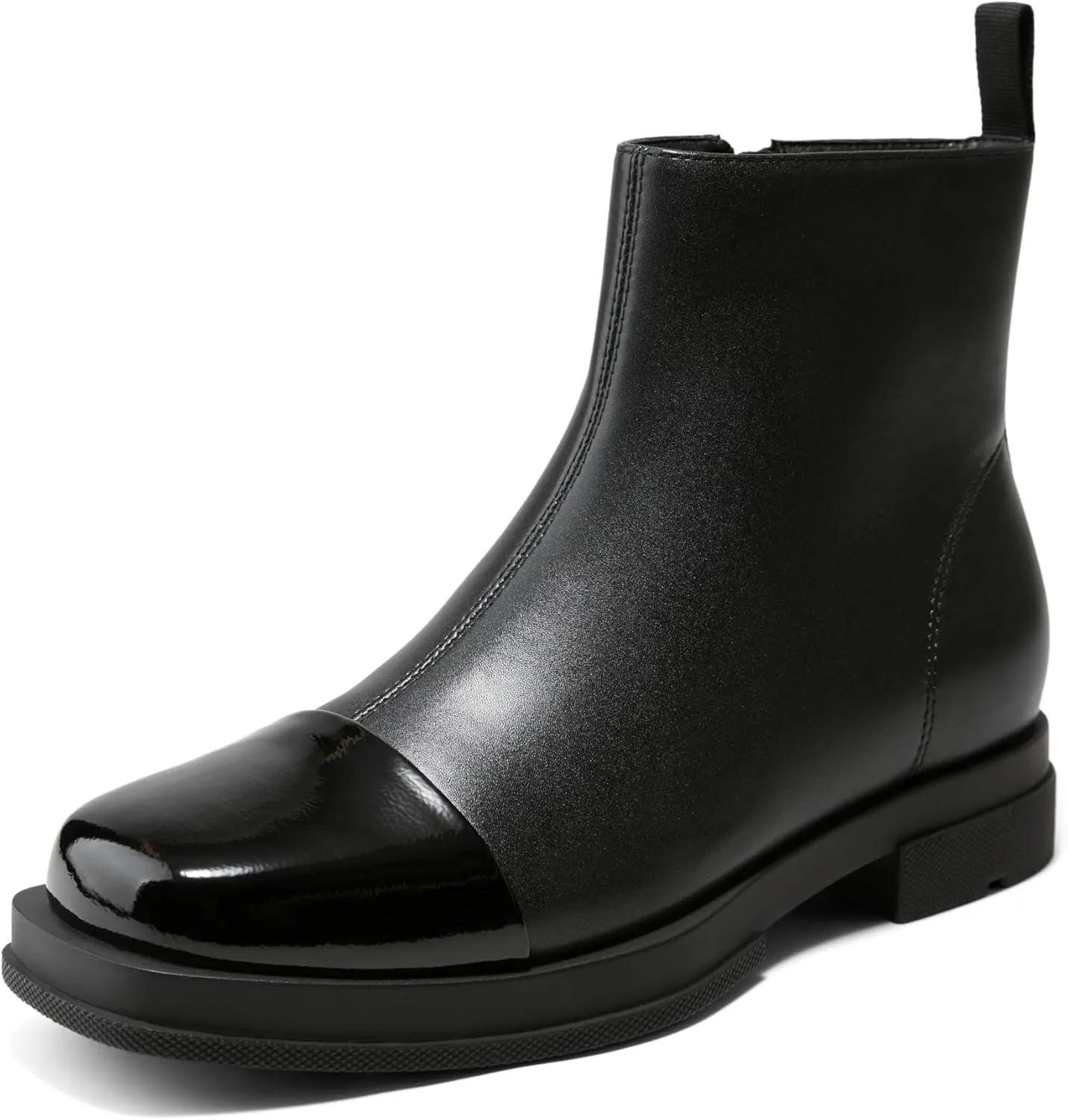 Arromic Women's Ankle Boots Square Toe Low Heel Booties Leather Zipper Dress Short Shoes for Women