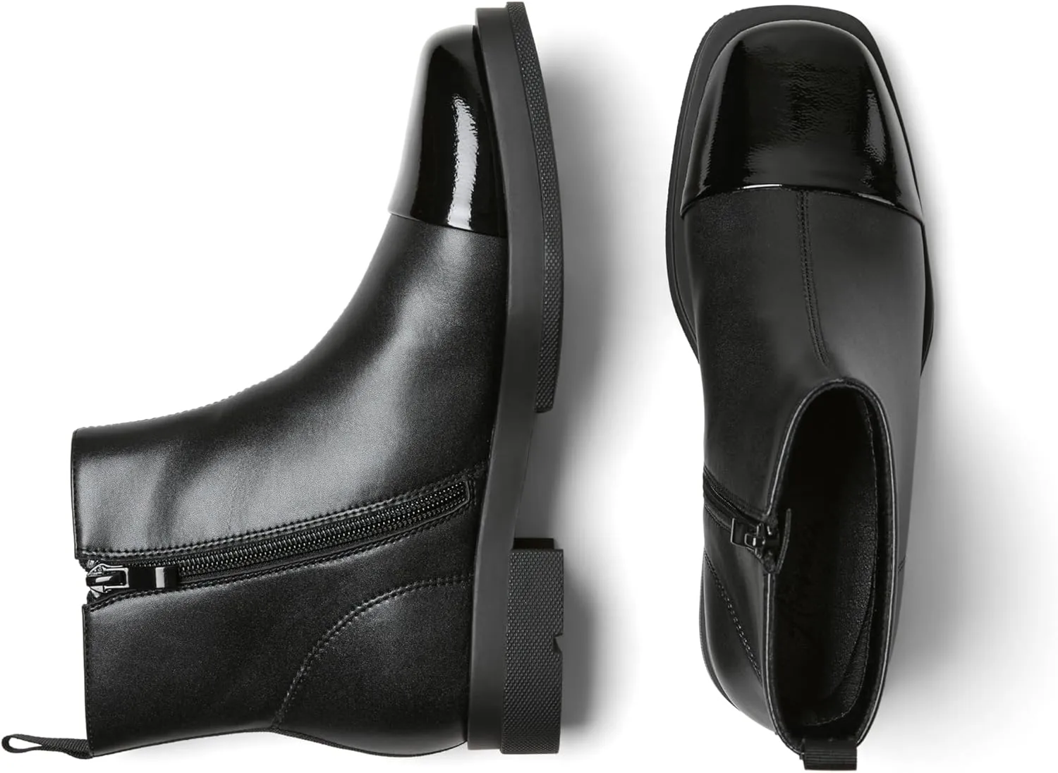 Arromic Women's Ankle Boots Square Toe Low Heel Booties Leather Zipper Dress Short Shoes for Women