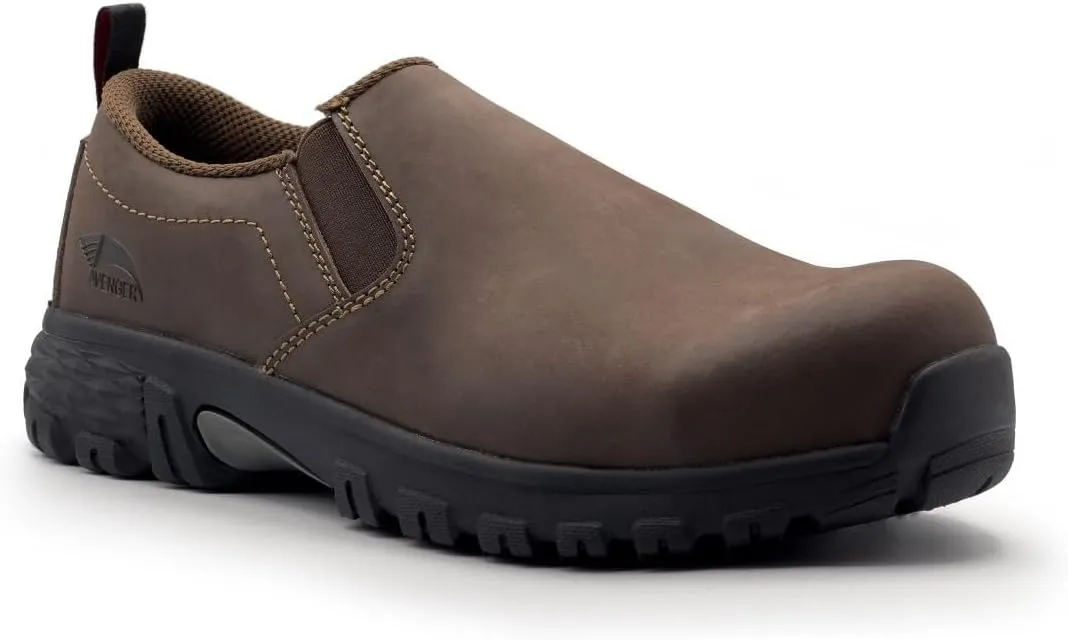 AVENGER FSI Footwear Specialties International Nautilus Women's Flight Slip-On Composite Toe ESD Work Shoe Brown - A7045 Brown Brown 10-W