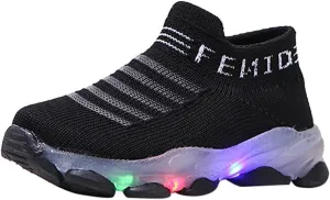 Baby Boys Girls Light Up Shoes, Lightweight Breathable Anti-Slip Flashing Sport Sneakers for Toddler Tennis Shoes