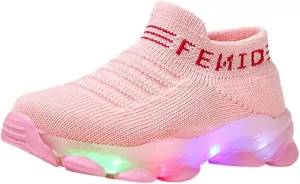 Baby Boys Girls Light Up Shoes, Lightweight Breathable Anti-Slip Flashing Sport Sneakers for Toddler Tennis Shoes