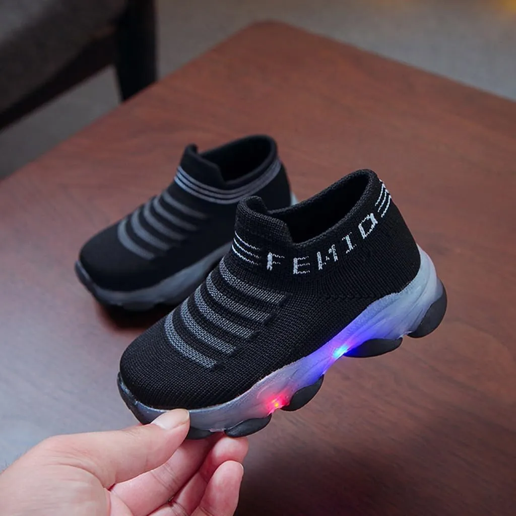 Baby Boys Girls Light Up Shoes, Lightweight Breathable Anti-Slip Flashing Sport Sneakers for Toddler Tennis Shoes