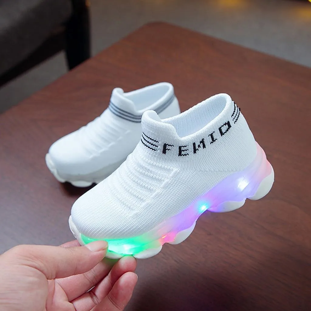 Baby Boys Girls Light Up Shoes, Lightweight Breathable Anti-Slip Flashing Sport Sneakers for Toddler Tennis Shoes
