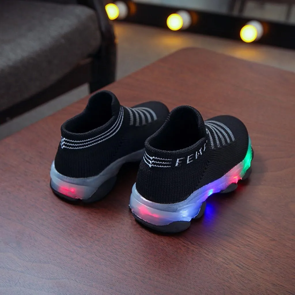 Baby Boys Girls Light Up Shoes, Lightweight Breathable Anti-Slip Flashing Sport Sneakers for Toddler Tennis Shoes