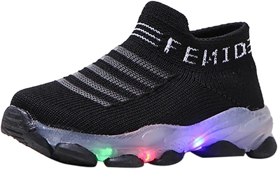 Baby Boys Girls Light Up Shoes, Lightweight Breathable Anti-Slip Flashing Sport Sneakers for Toddler Tennis Shoes