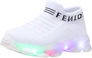 Baby Boys Girls Light Up Shoes, Lightweight Breathable Anti-Slip Flashing Sport Sneakers for Toddler Tennis Shoes