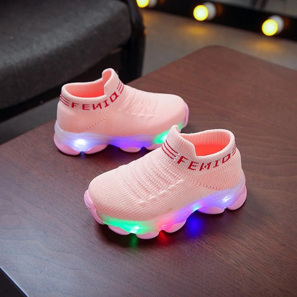 Baby Boys Girls Light Up Shoes, Lightweight Breathable Anti-Slip Flashing Sport Sneakers for Toddler Tennis Shoes