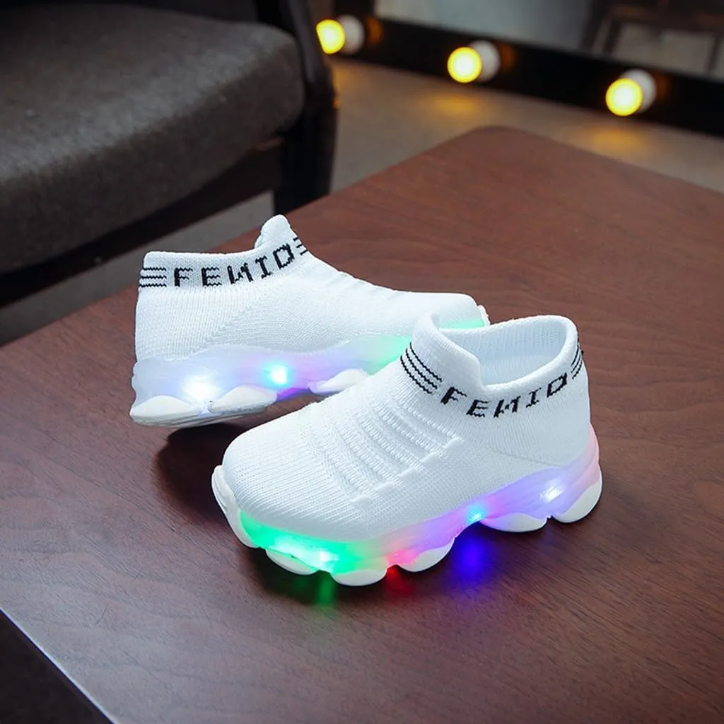 Baby Boys Girls Light Up Shoes, Lightweight Breathable Anti-Slip Flashing Sport Sneakers for Toddler Tennis Shoes