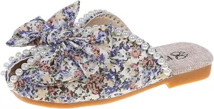 Baby Girl Jelly Sandals Girls Bowknot Slippers Pearl Soft Sole Shoes Floral Toddler Girl Flip Flops Size 11