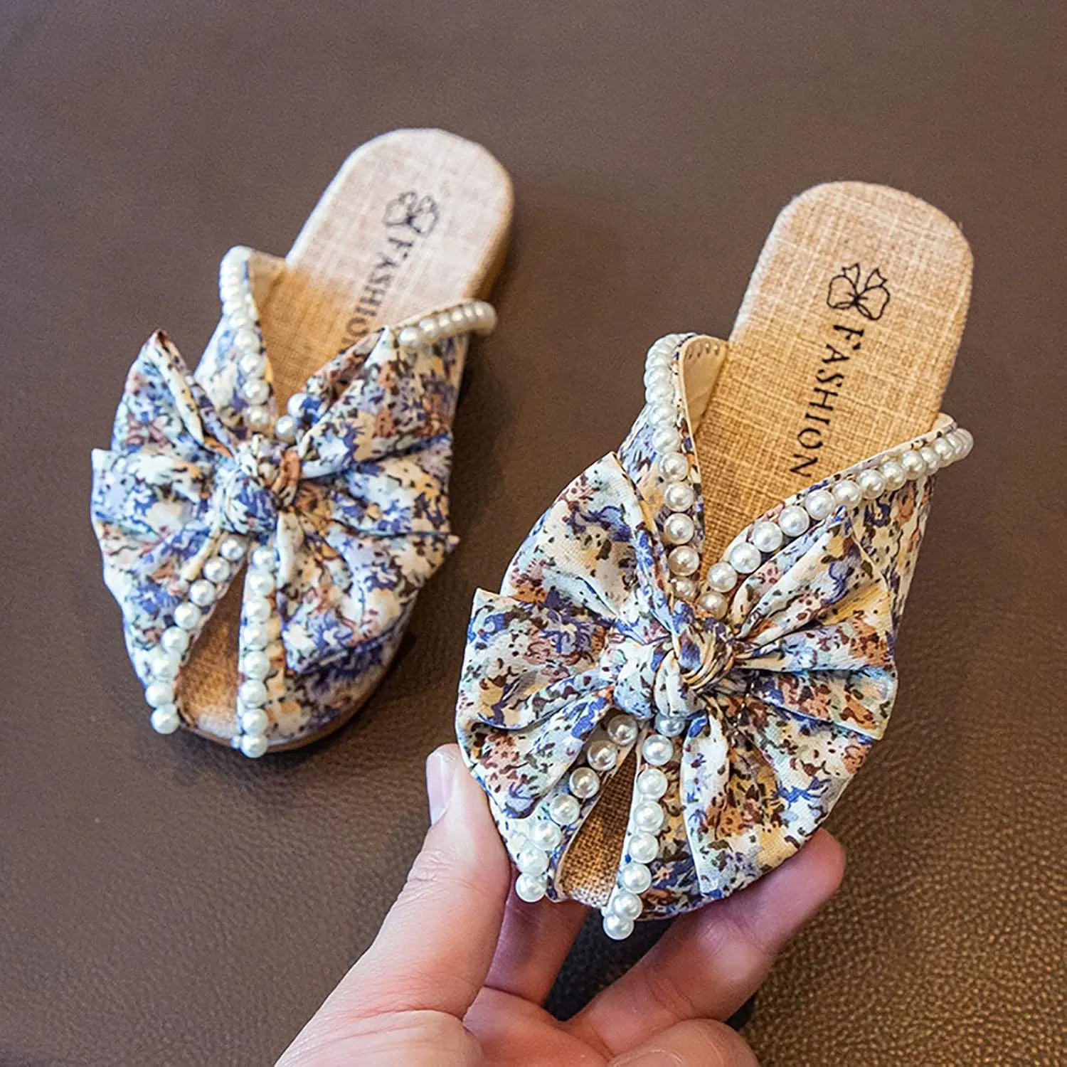 Baby Girl Jelly Sandals Girls Bowknot Slippers Pearl Soft Sole Shoes Floral Toddler Girl Flip Flops Size 11
