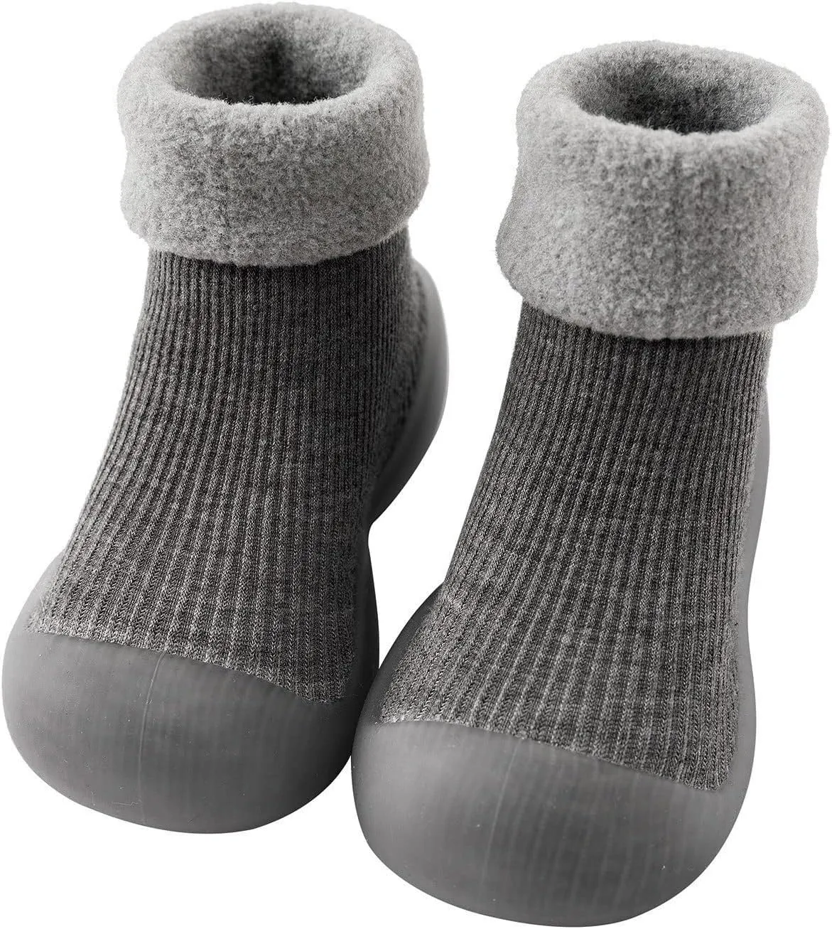 Baby Girl Shoes, 0-4 Years Kids Boys Girls Solid Warm Knit Soft Sole Rubber Sock Shoes Slipper Black Boots