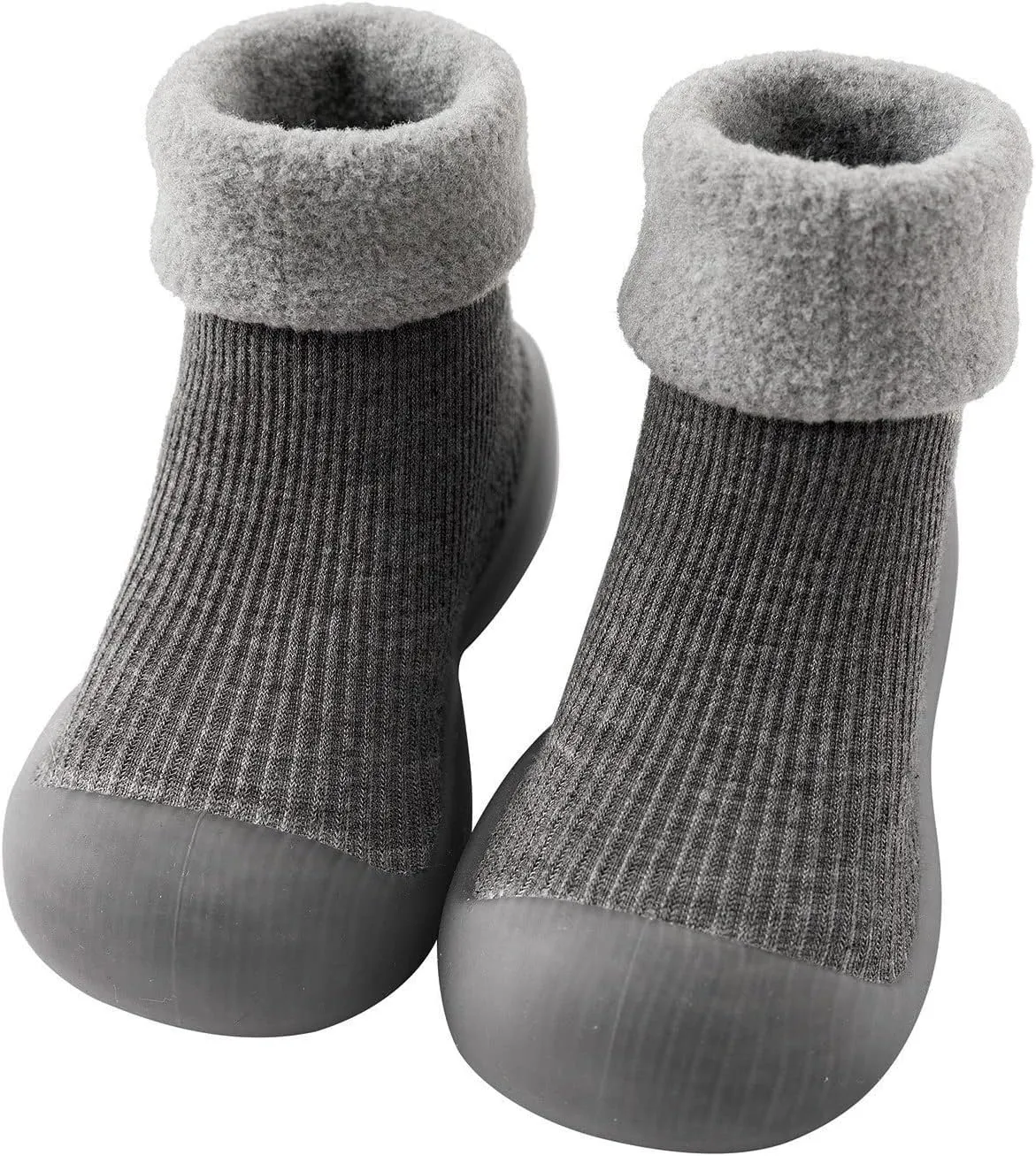 Baby Girl Shoes, 0-4 Years Kids Boys Girls Solid Warm Knit Soft Sole Rubber Sock Shoes Slipper Black Boots