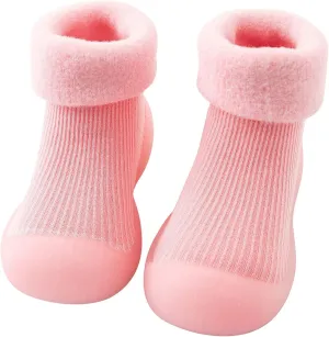 Baby Girl Shoes, 0-4 Years Kids Boys Girls Solid Warm Knit Soft Sole Rubber Sock Shoes Slipper Black Boots