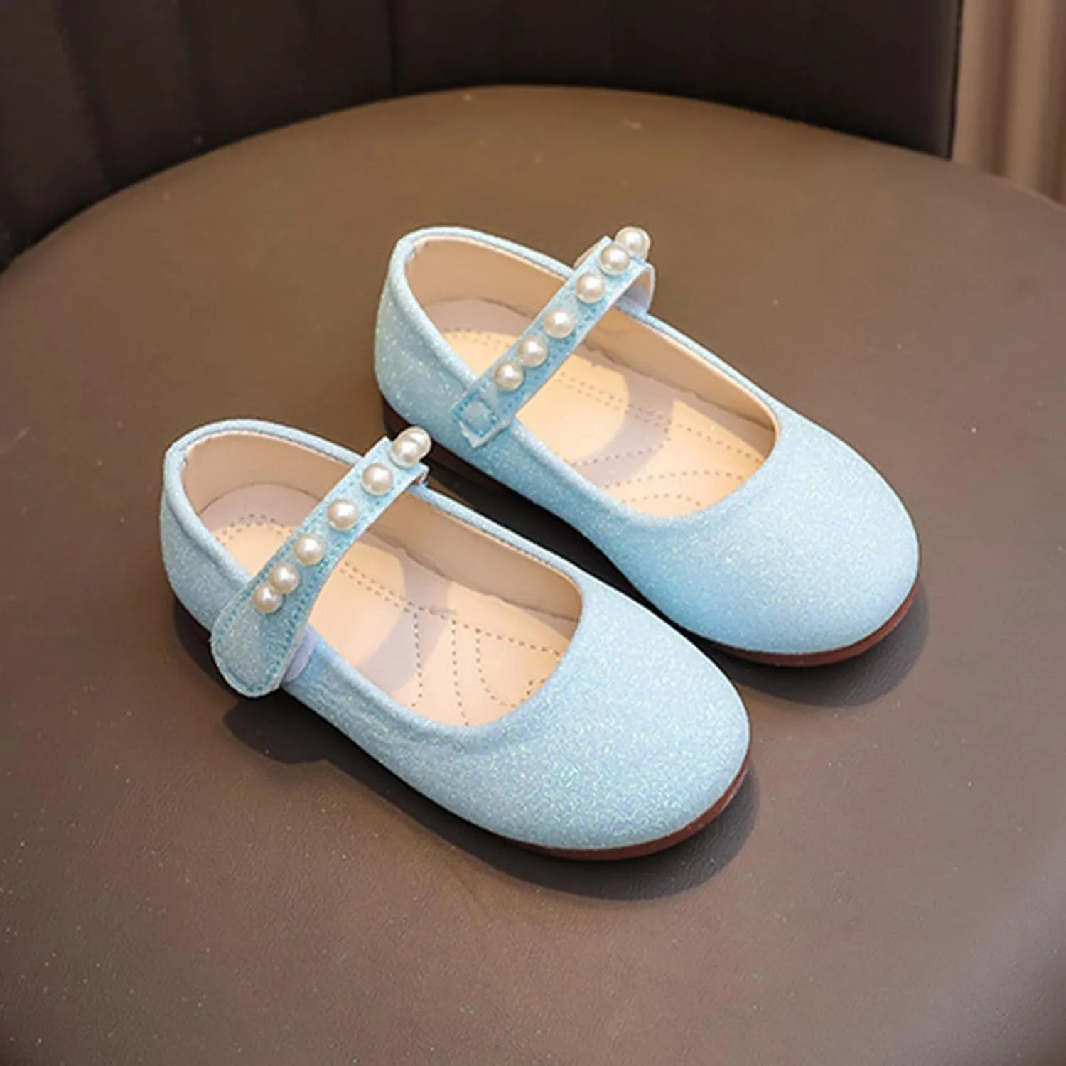 Baby Girl Shoes Non Slip Soft Sole PU Leather Dress Up Shoes Sparkly Princess Mary Jane Shoes Classic Formal Shoes