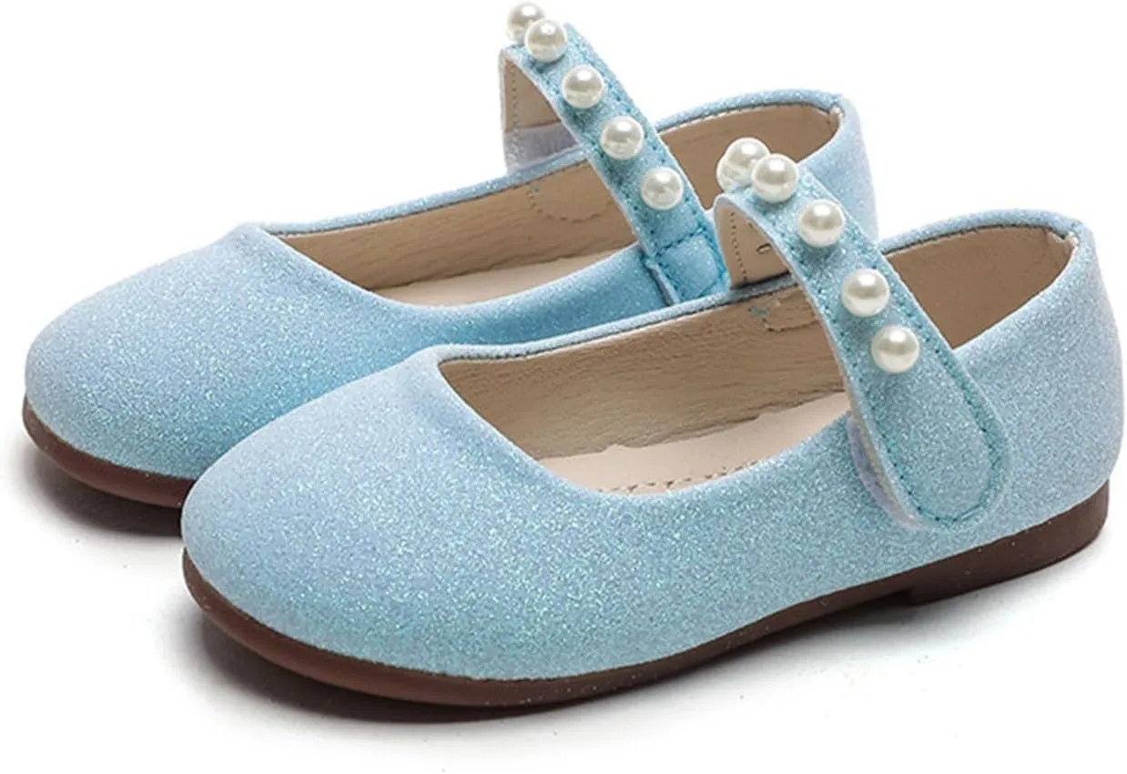 Baby Girl Shoes Non Slip Soft Sole PU Leather Dress Up Shoes Sparkly Princess Mary Jane Shoes Classic Formal Shoes