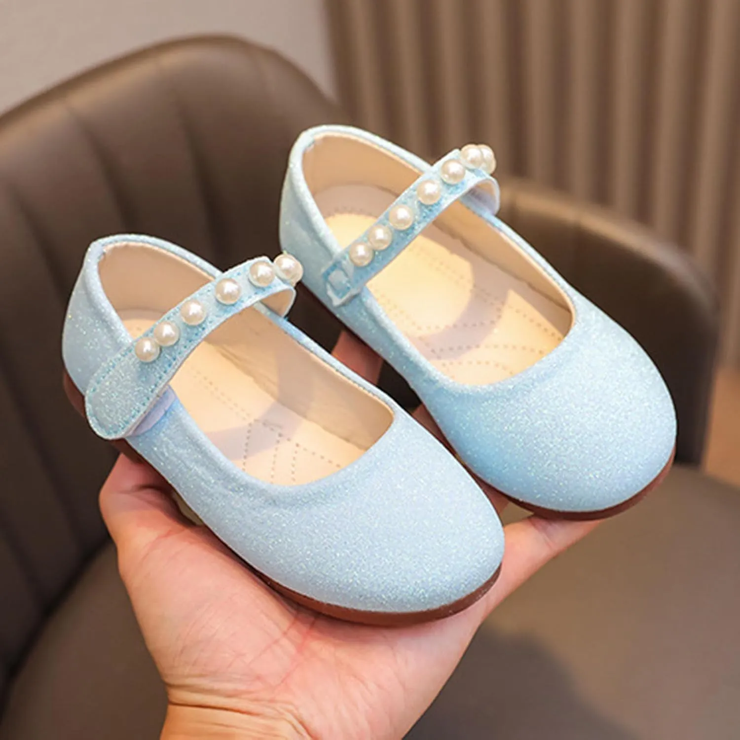 Baby Girl Shoes Non Slip Soft Sole PU Leather Dress Up Shoes Sparkly Princess Mary Jane Shoes Classic Formal Shoes