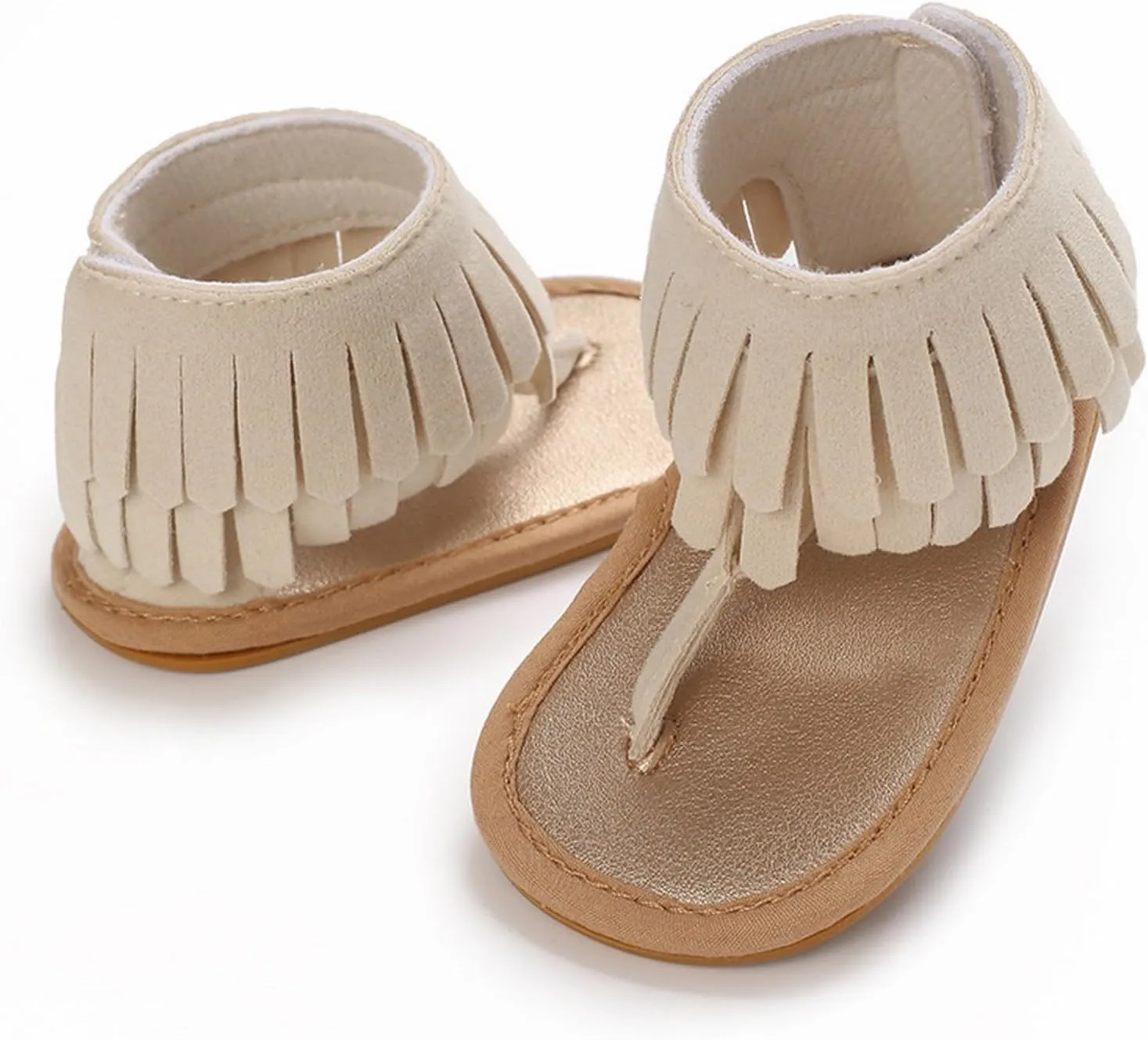 Baby Girls Boho Sandals Soft Sole Open Toe Flip Flops Kids Breathable Beach Flats Ankle Tassel Hook Loop Summer Shoes