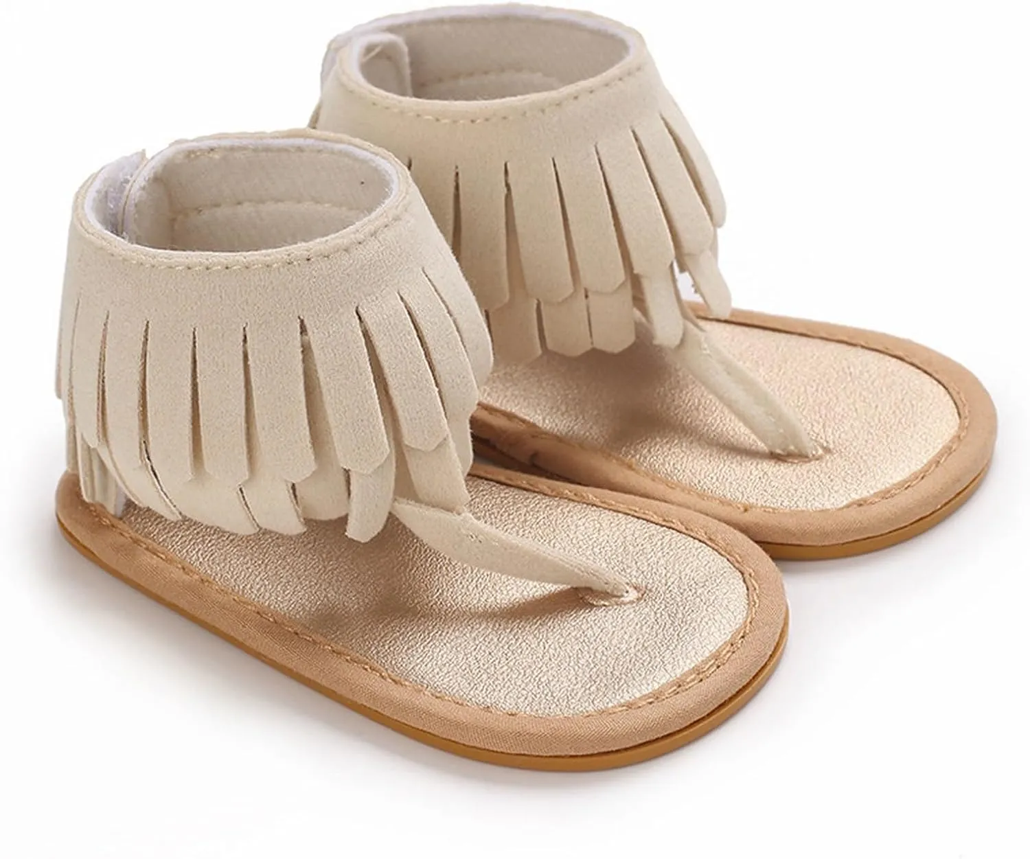 Baby Girls Boho Sandals Soft Sole Open Toe Flip Flops Kids Breathable Beach Flats Ankle Tassel Hook Loop Summer Shoes
