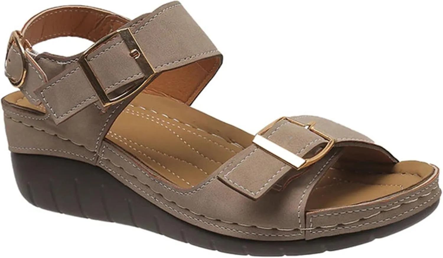 BBPM Women's Summer Arch Support Sandals Adjustable Hook Loop Casual Platform Sandals Comfort Elastic Slip-on Light Weight Slingback Casual Walking Sandals