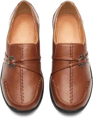 BGSTGUDS Women's Wide Loafers Shoes Wide Toe Box Dress Shoes Trendy Slip on Casual Penny Loafers