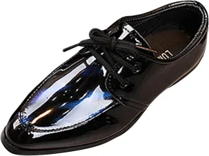 Boy's Classic Dress Shoes Pointed Toe Patent Formal Oxfords Dress Shoes Lace Up Wedding Prom Footwear for Boys
