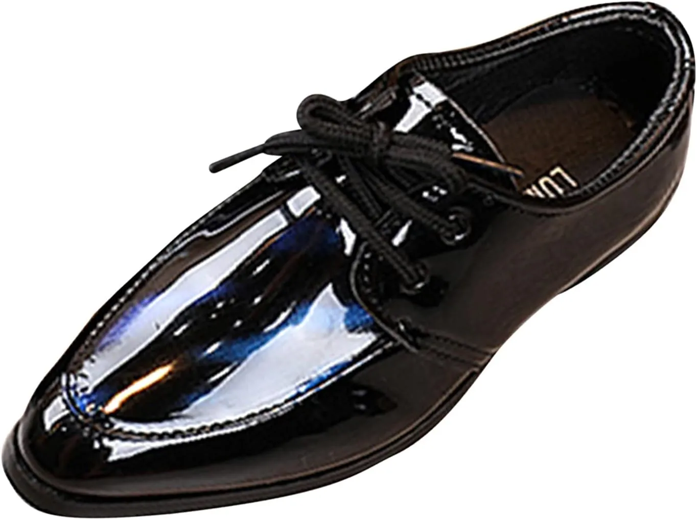 Boy's Classic Dress Shoes Pointed Toe Patent Formal Oxfords Dress Shoes Lace Up Wedding Prom Footwear for Boys
