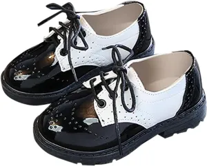 Boys Girls Dress Shoes Kids School Uniform Formal Casual Oxfords for Toddler Girl Lace Up Faux Leather Shoes