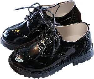 Boys Girls Dress Shoes Kids School Uniform Formal Casual Oxfords for Toddler Little Kid Lace Up Faux Leather Shoes