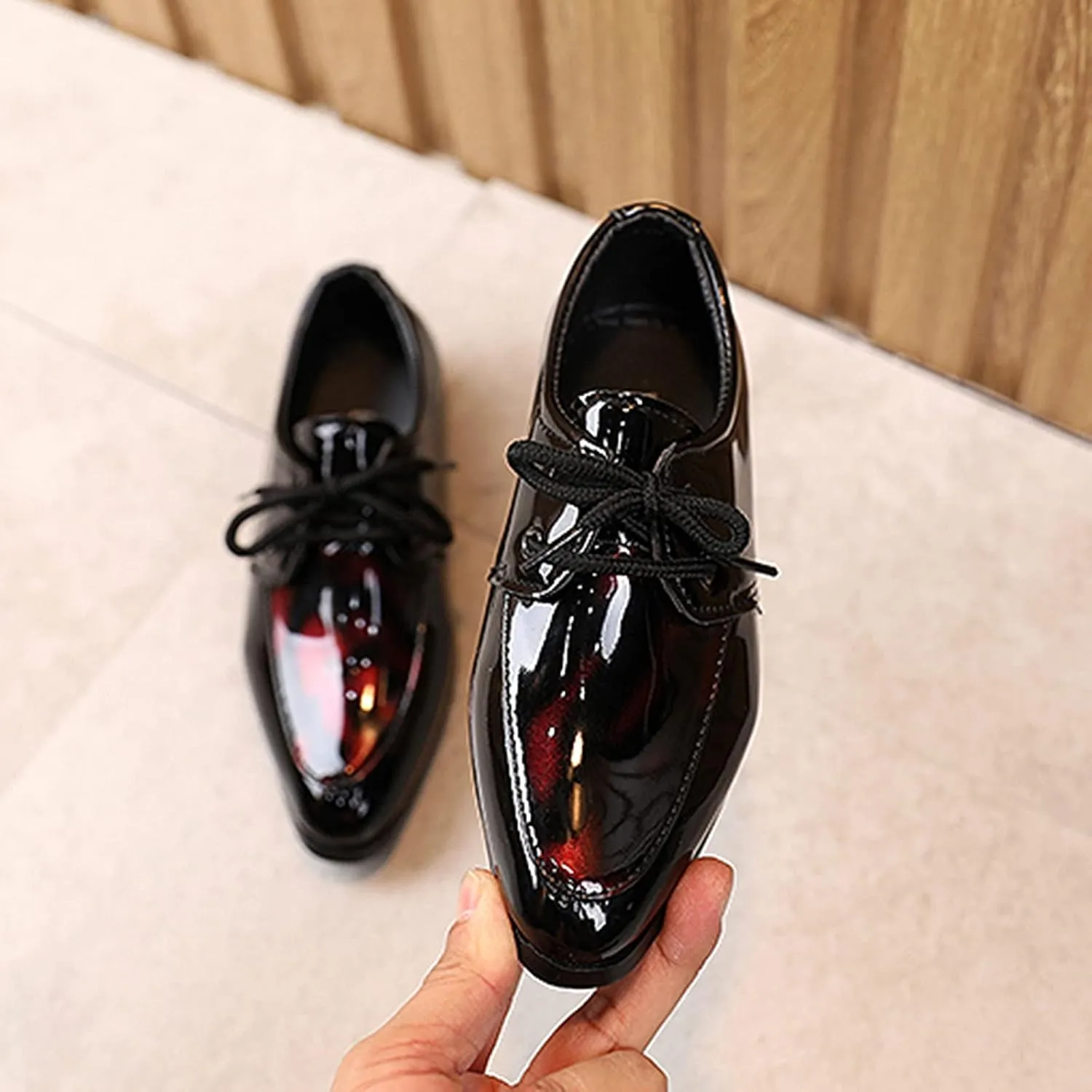 Boys Lace-up Formal Dress Shoes Wedding Footwear School 𝗨niform Shoes Comfort Loafer Flat𝘀 𝗢xford Dress Shoes