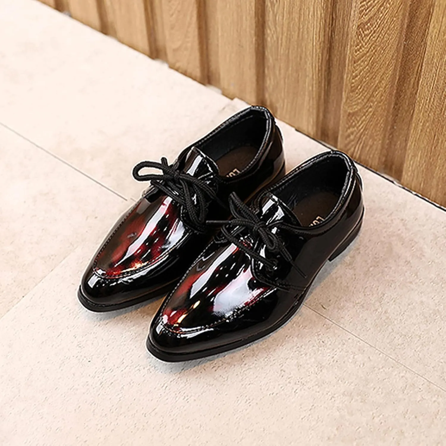 Boys Lace-up Formal Dress Shoes Wedding Footwear School 𝗨niform Shoes Comfort Loafer Flat𝘀 𝗢xford Dress Shoes