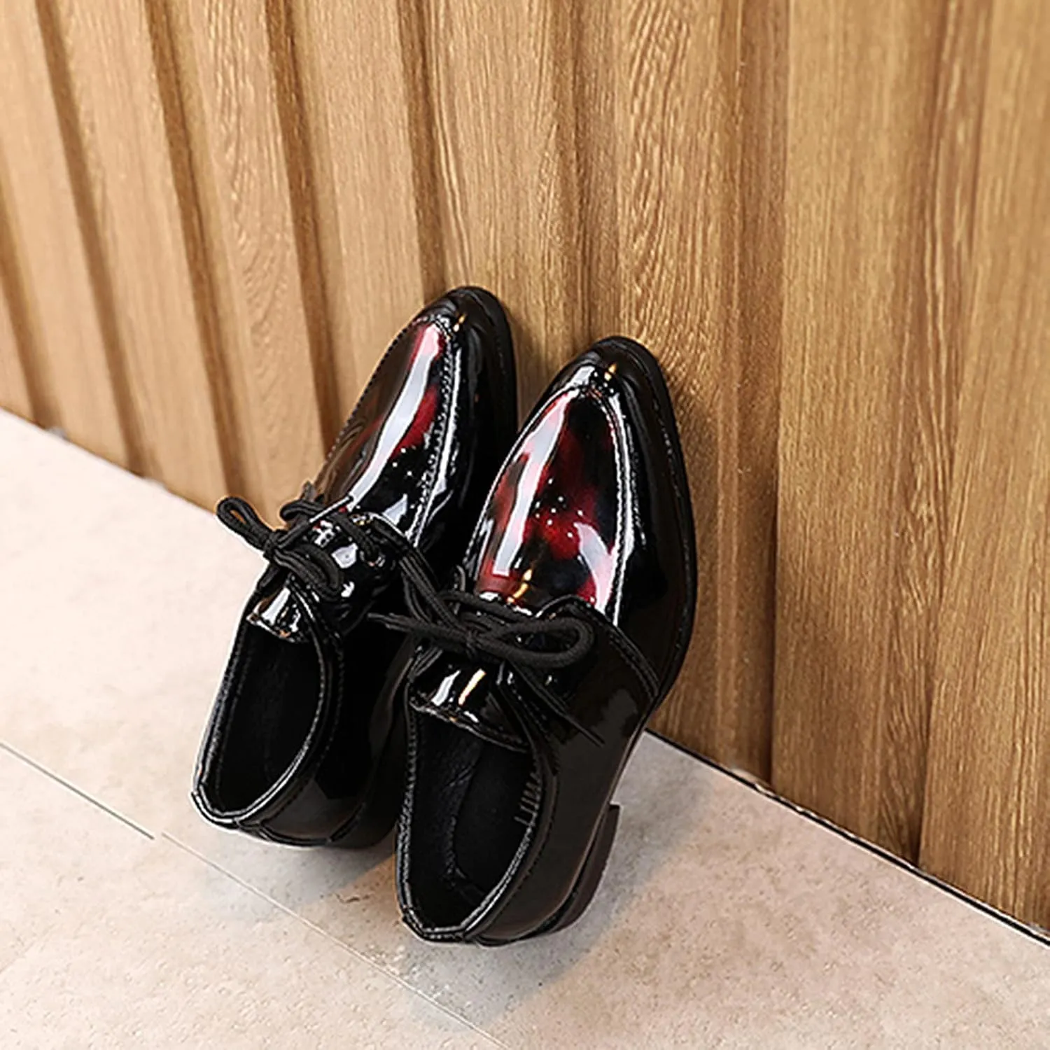 Boys Lace-up Formal Dress Shoes Wedding Footwear School 𝗨niform Shoes Comfort Loafer Flat𝘀 𝗢xford Dress Shoes