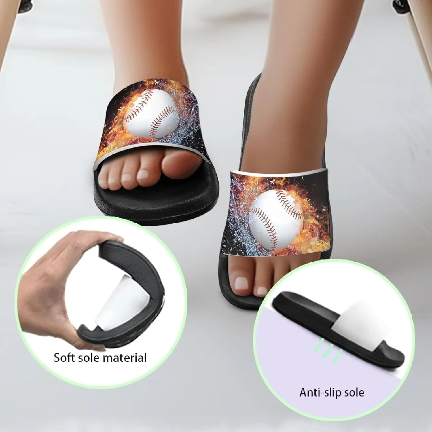 Boys Sandals with EVA Soft Sole Lightweight Slip-On Beach Slippers