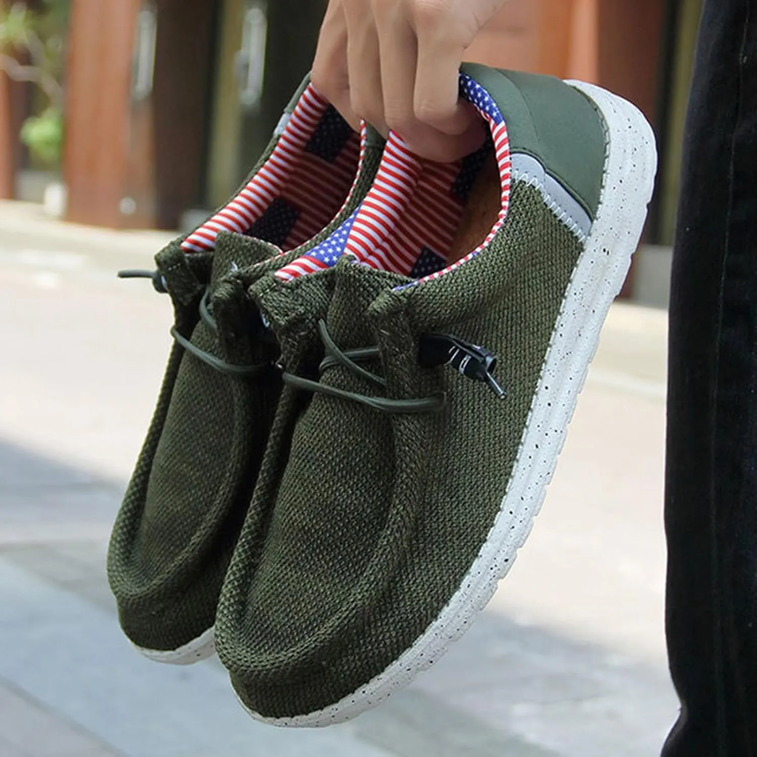 Canvas Boat Shoes Men,Classic Lightweight Breathable Men's Loafers & Slip-ons,Casual Comfortable Deck Shoes Mens,Non-Slip Rubber Soles,for All Day
