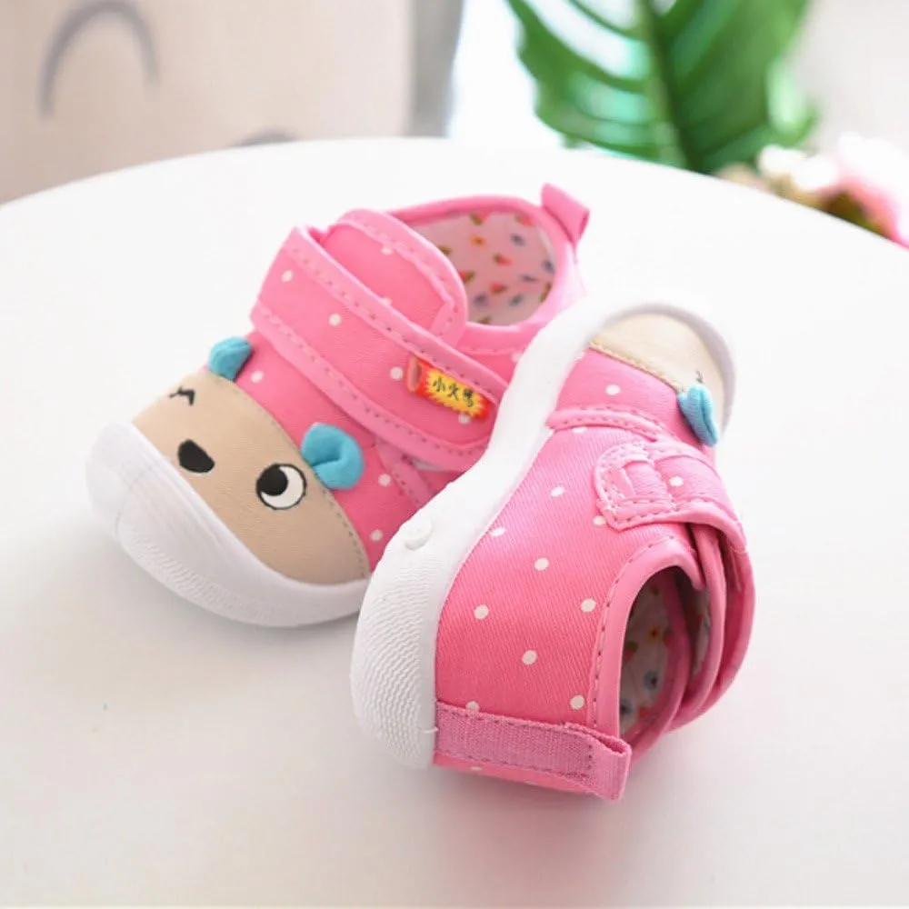 Cartoon Sole Squeaky Baby Kids Boys Soft -Slip Girls Pink Shoes sizes 3-3.5Yrs