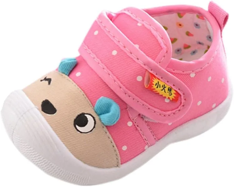 Cartoon Sole Squeaky Baby Kids Boys Soft -Slip Girls Pink Shoes sizes 3-3.5Yrs