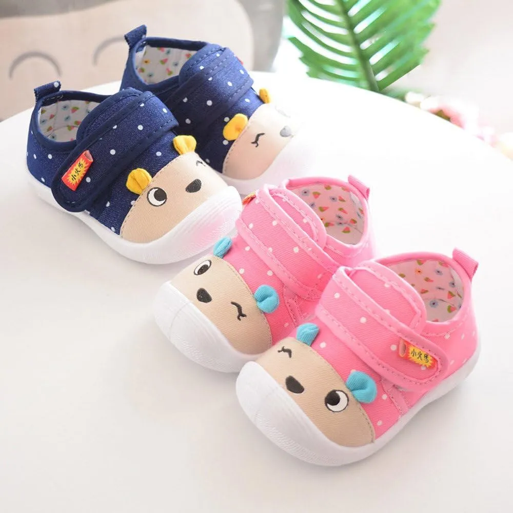 Cartoon Sole Squeaky Baby Kids Boys Soft -Slip Girls Pink Shoes sizes 3-3.5Yrs