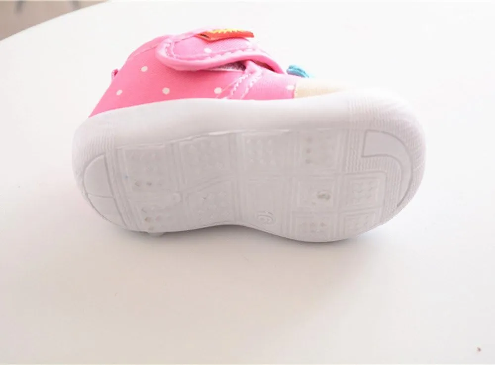 Cartoon Sole Squeaky Baby Kids Boys Soft -Slip Girls Pink Shoes sizes 3-3.5Yrs