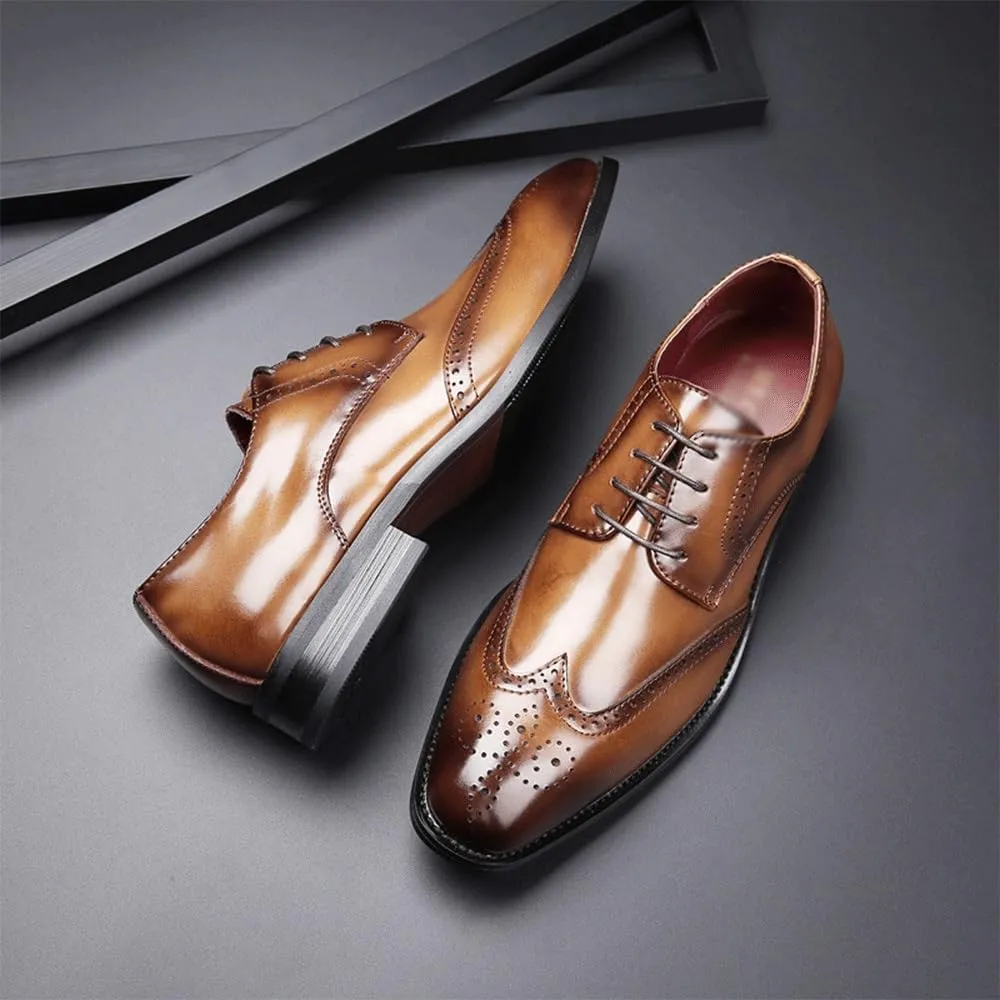 Casual Office Shoes for Men Formal Shoes Men Leather Dress Shoes Wedding Business Oxfords Breathable Working Tuxedo Lace Up Wedding Formal Shoes
