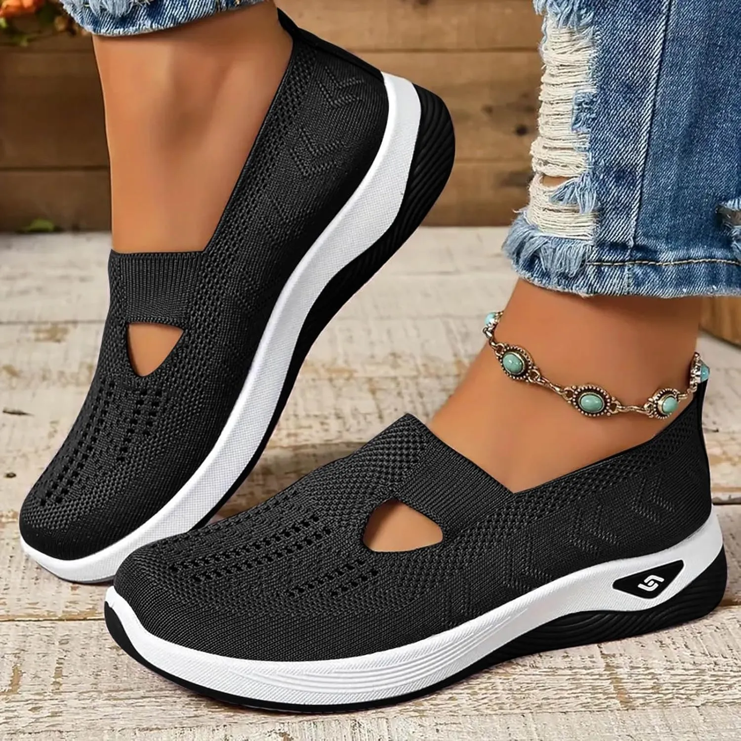 Cathalem Orthopedic Shoes for Women, 2024 New Women's Woven Breathable Soft Sole Shoes Women Diabetes Foam Shoes Women