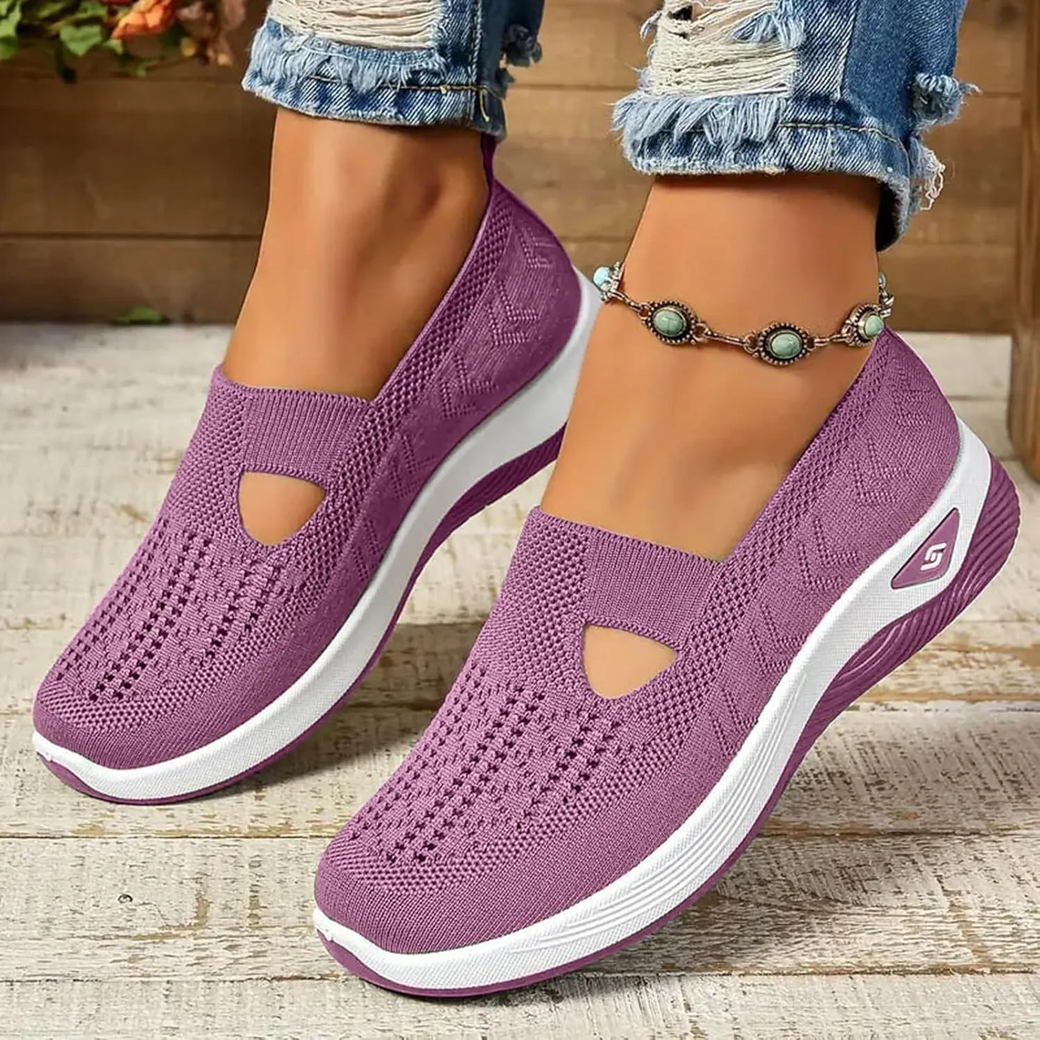 Cathalem Orthopedic Shoes for Women, 2024 New Women's Woven Breathable Soft Sole Shoes Women Diabetes Foam Shoes Women