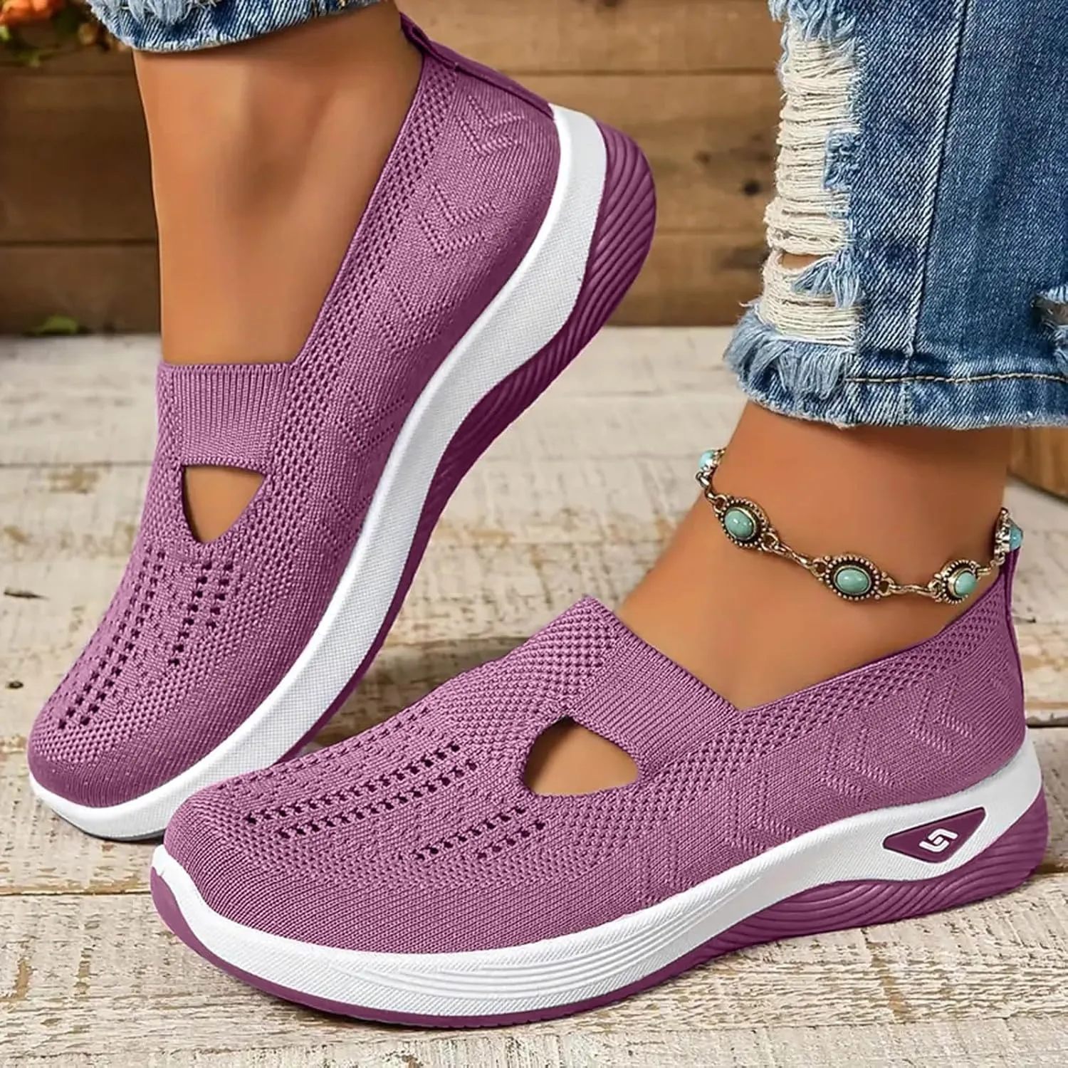 Cathalem Orthopedic Shoes for Women, 2024 New Women's Woven Breathable Soft Sole Shoes Women Diabetes Foam Shoes Women