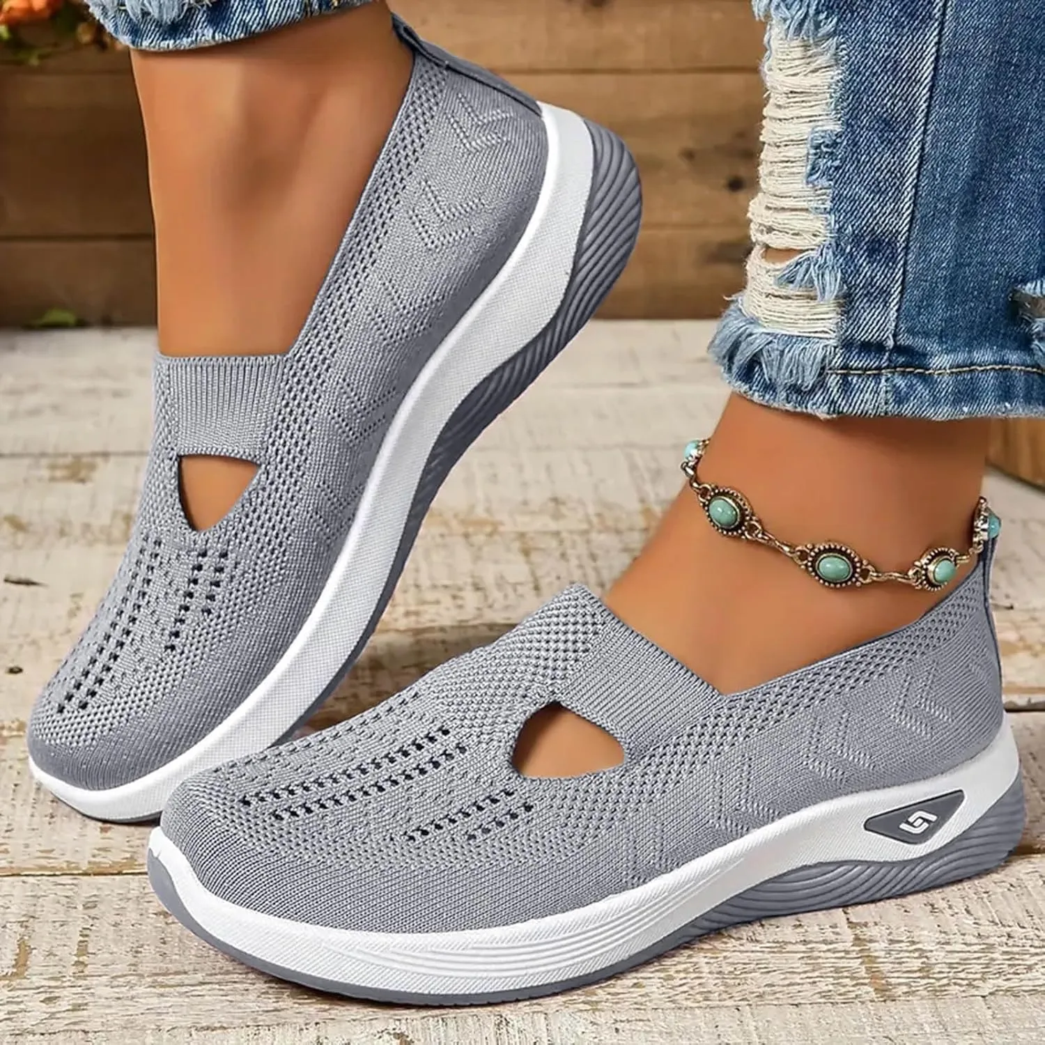 Cathalem Orthopedic Shoes for Women, 2024 New Women's Woven Breathable Soft Sole Shoes Women Diabetes Foam Shoes Women