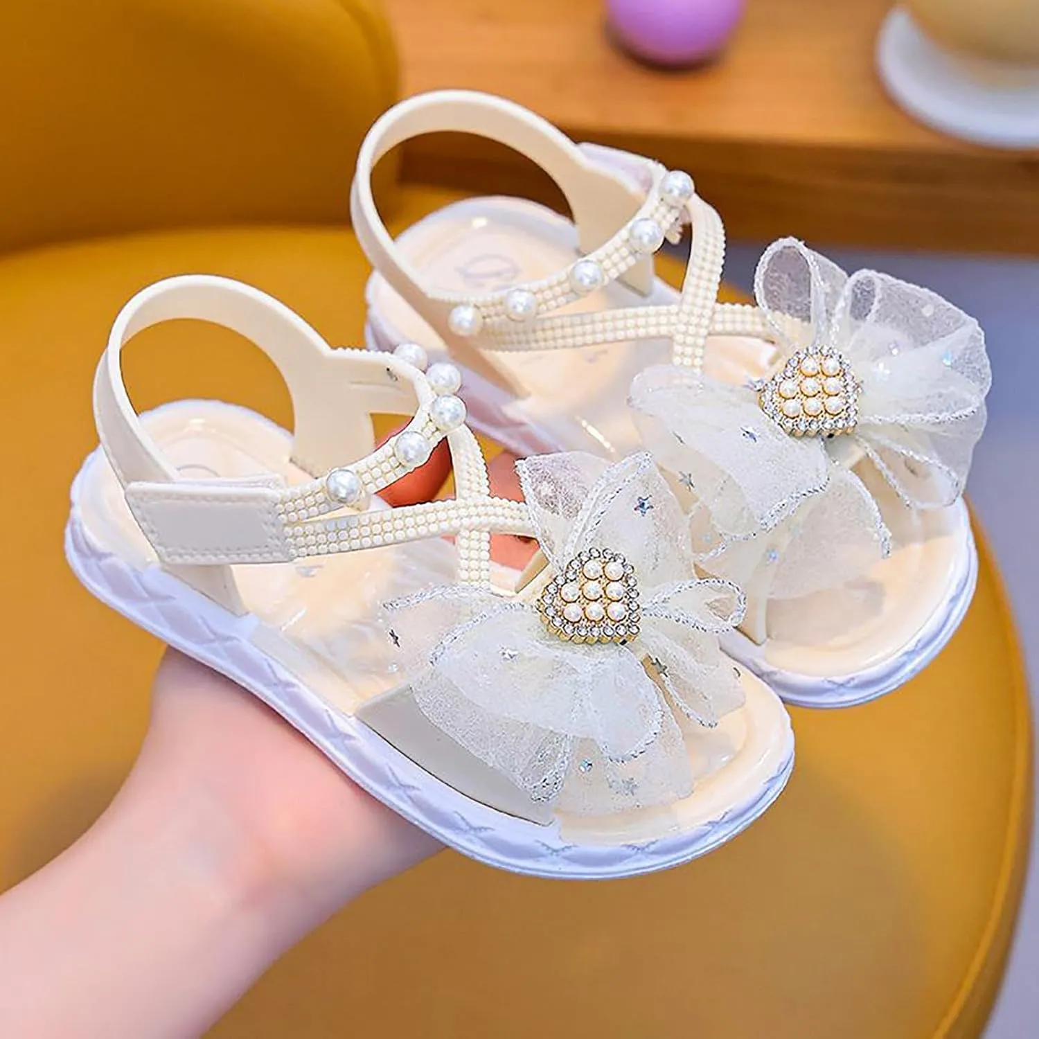Children Shoes Fashion Flower Thick Soled Sandals Soft Sole Comfortable Sandals Girls White Girls Summer Shoes