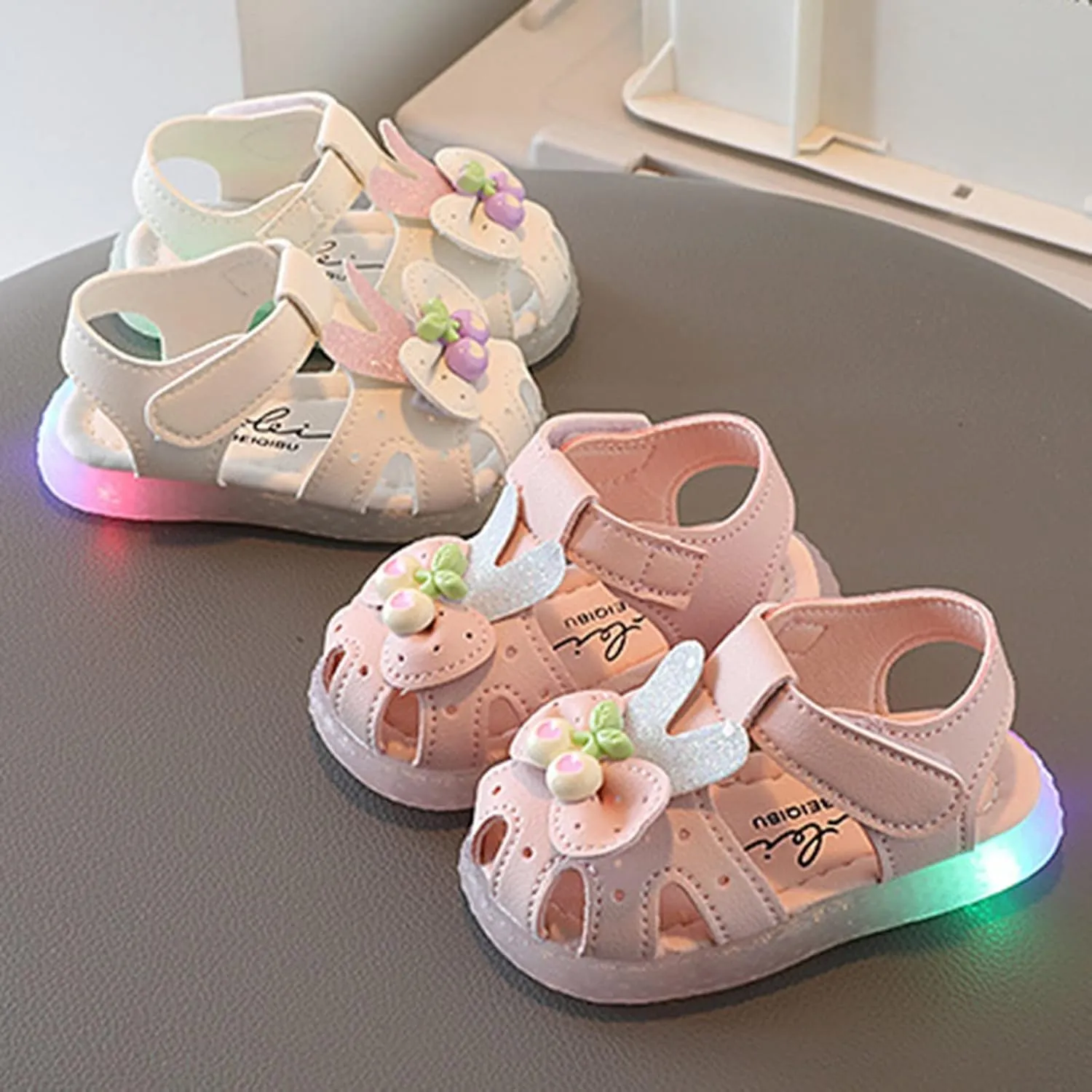 Children Shoes Flat Comfortable Soft Sandals Soft Sole Toddler Shoes Baotou Princess Light Shoes Rubber Toddler Shoes (Pink, 5.5 Infant)