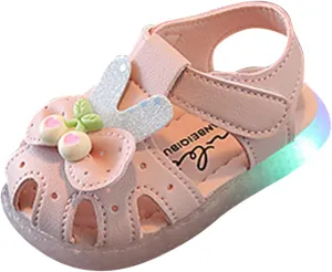 Children Shoes Flat Comfortable Soft Sandals Soft Sole Toddler Shoes Baotou Princess Light Shoes Rubber Toddler Shoes (Pink, 5.5 Infant)