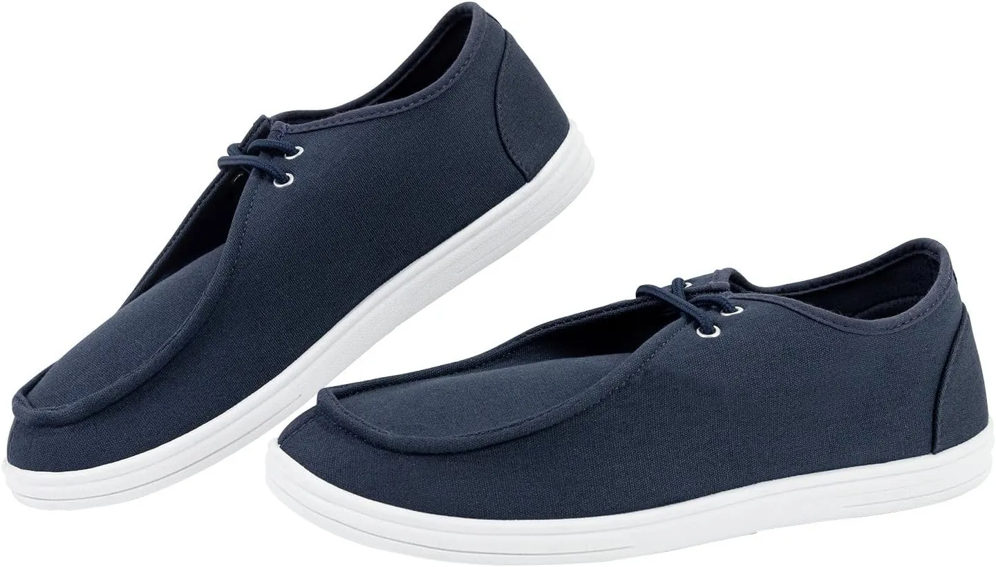 CHIN·MOON Men's Slip On Loafers Walking Driving Business Casual Shoes Lace Up Canvas Footwear